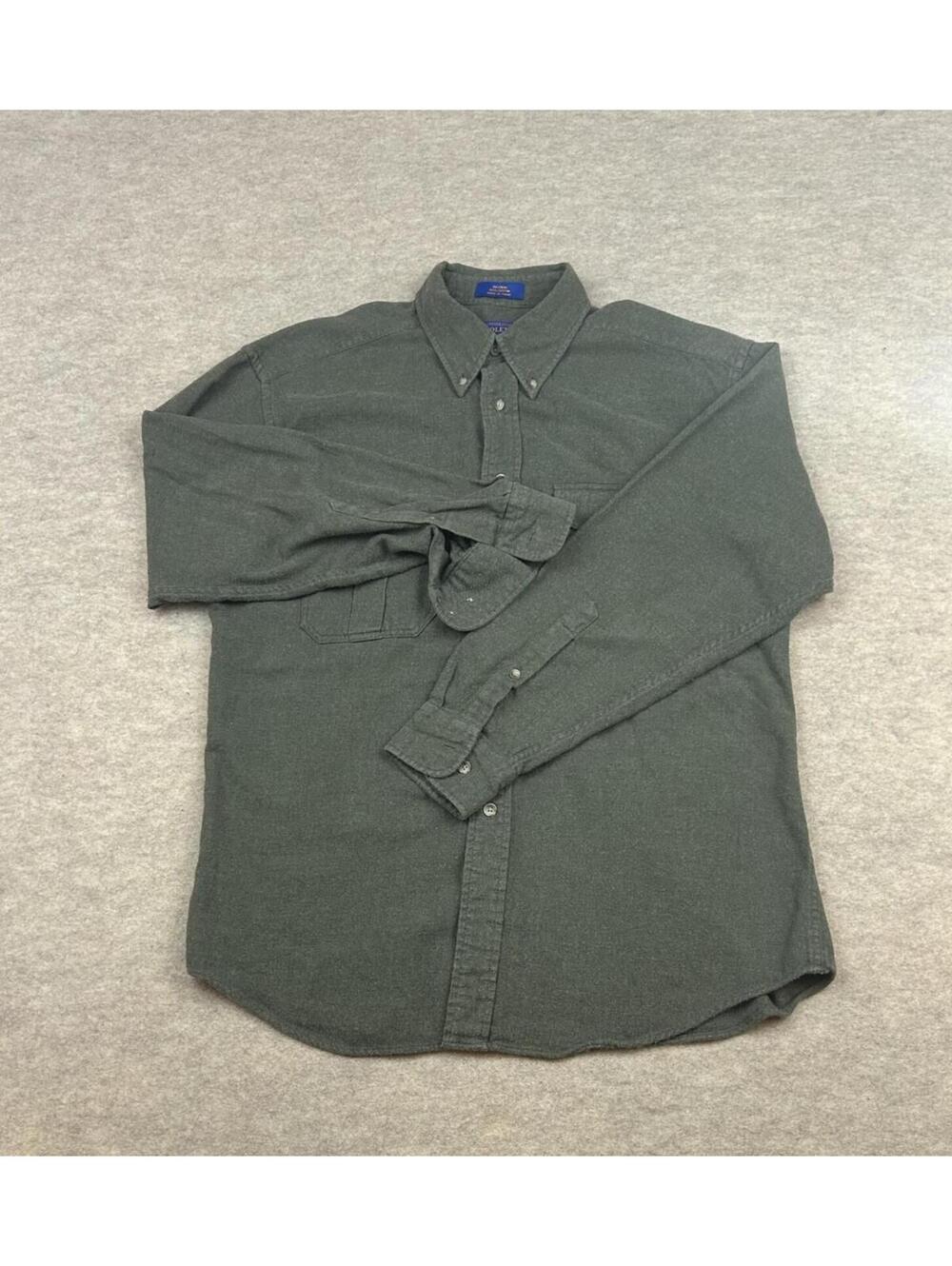 Pendleton Men's Long Sleeve Button Front Shirt Size M Green Cotton